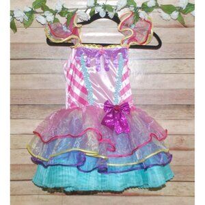 Girls Handmade Candy Girl Halloween Costume Tutu Dress Size M Layered Tulle Bow